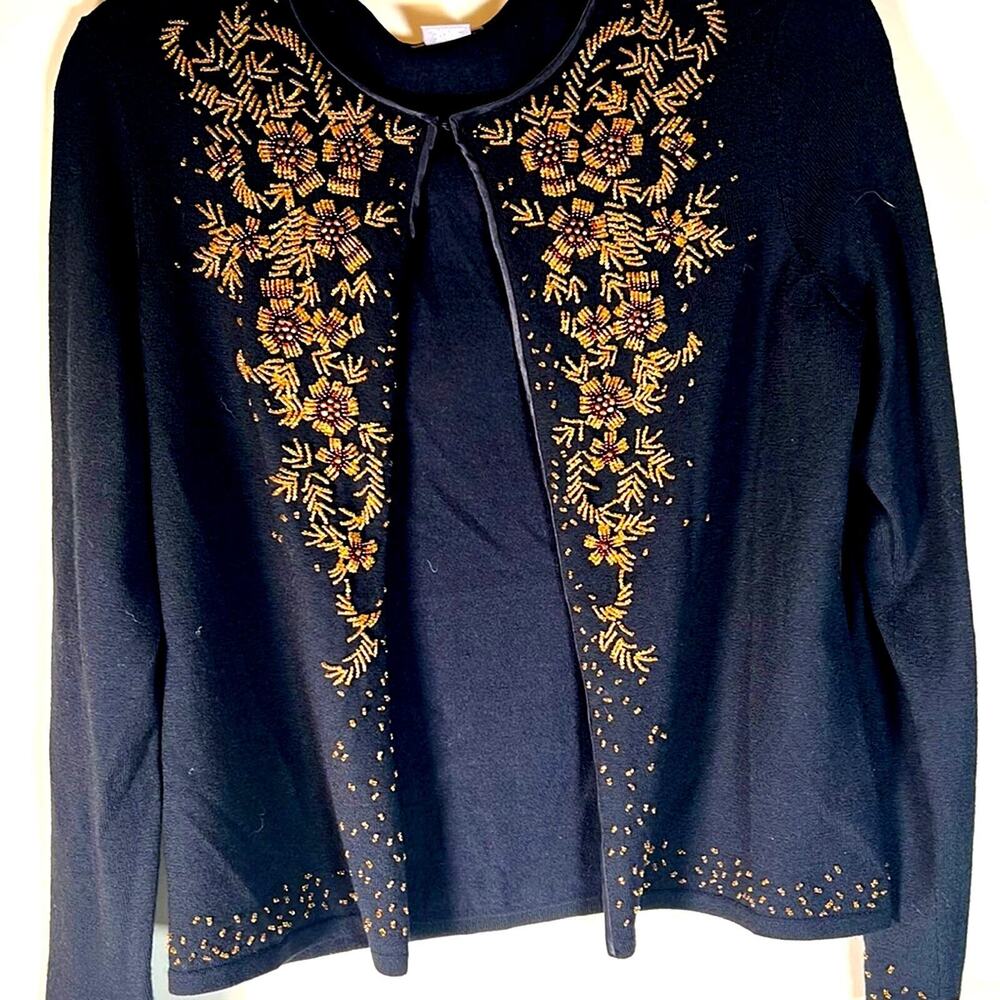 Ann Taylor black wool sequin jacket size MP